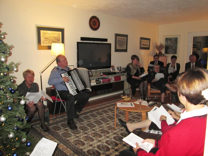 Traditional Christmas carol evening hosted by the Zaborowski family